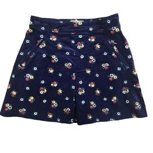 Johnnie B Corduroy Floral Navy Skirt with Pockets - 9/10